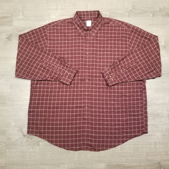 Brooks Brothers 346 Mens Button Down Shirts Size XXL Lot Of 2 Beige Red Check - Picture 2 of 10